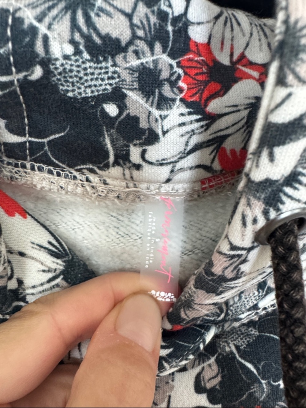 FP Movement by Free People Floral Panel Hoodie in Red, Black, Cream - Picture 2 of 5